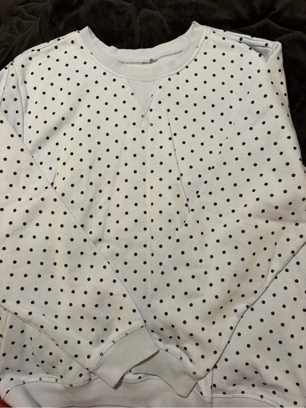 Women’s Light Blue Polka Dot Crewneck Sweater